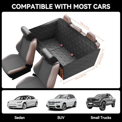 Surfcabin Back Seat Extender for Dogs – Waterproof Dog Seat Cover for Back Seat with Door Protection, Easy to Use and Clean, Hard Bottom, Holds 420 lbs Dog Hammock for Cars, SUVs & Small-Size Trucks - size: Fit for Car and SUV Small Trucks