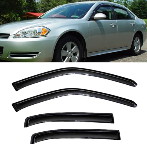 Wensdy 4pcs Side Window Wind Deflector Out-Channel Tape-On Rain Guards Set, Window Visor for 2006-2013 Chevy Impala All Models 2014-2016 Chevy Impala Limited Model Only 94843 - size: 06-13 Impala