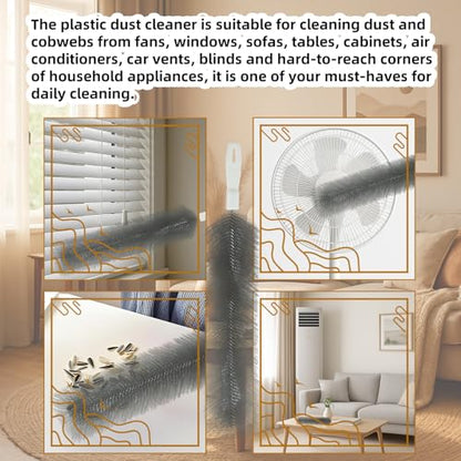 Fan Cleaning Brush, Bendable Fan Duster Fans Cleaner for Your Electric Fans Reusable Dust Cleaner Microfiber Head Dusting Brush for Air Conditioning, Home Car Vents, Curtain, Shutters 2 Pcs Grey - color: Gray