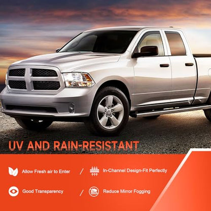 in-Channel Rain Guards Compatible with 2009-2018 Dodge RAM 1500 Crew Cab, Durable Side Windows Rain Guard, 2016 Ram 1500 Wind Deflectors Black 4PCS - size: 2009-2018 RAM 1500 Crew Cab (In-Channel)