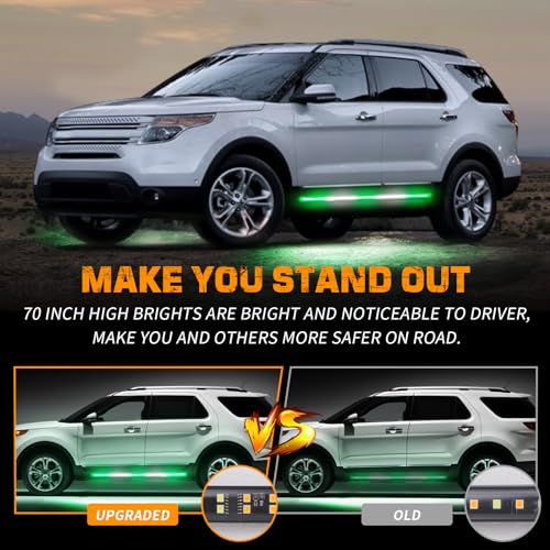 XRIDONSEN 2PCS 60 inch Green White Emergency Lights Strip 720 LED Running Board Strobe Lights Flashing Warning Safety First Responder for Firefighter Vehicles POV Fire Trucks Pickup SUV - color: Green/White