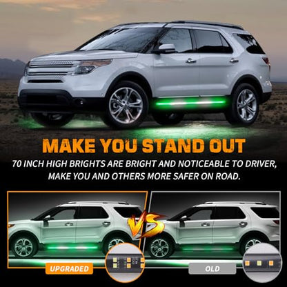 XRIDONSEN 2PCS 60 inch Green White Emergency Lights Strip 720 LED Running Board Strobe Lights Flashing Warning Safety First Responder for Firefighter Vehicles POV Fire Trucks Pickup SUV - color: Green/White