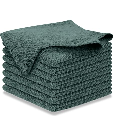 USANOOKS Premium 300GSM Microfiber Cleaning Cloth - 12.5"x12.5" High Performance - 1200 Washes, Ultra Absorbent Microfiber Towels for Cars Undercarriage, Rims & Engine Bay Cleaning - Microfiber Cloth - color: Dark Green, size: 8 pack