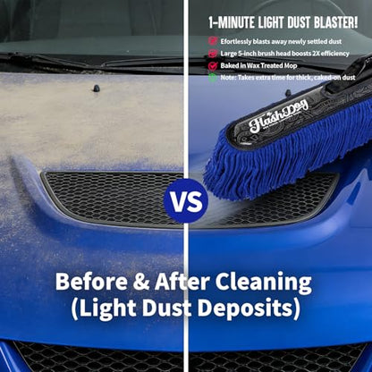 Flash Dog Car Duster Exterior - 25" Wood Handle Wax Cotton Hair Scratch Free Cleaning for Cars/SUV/Truck/RV Roofs & Windshields | Waterless Dust & Pollen Remover - color: Walnut