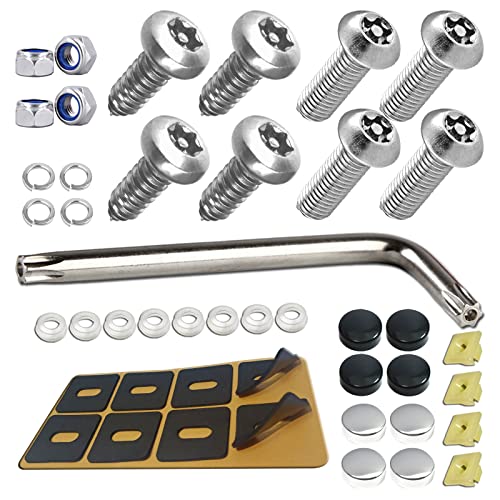 Aootf Anti Theft License Plate Screws -Stainless Steel Security Car Tag Screws Bolts, Tamper Resistant Mounting Hardware Kits for Front and Rear License Plate Frame - size: Black Self-tapping & Machine Screws - 8 Count
