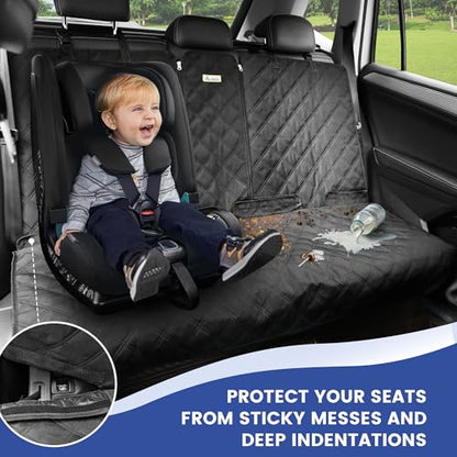 ALLANSING Back Seat Cover for Large SUVs/Trucks Rear Split Bench - Heavy-Duty 900D Waterproof Non-Slip Car Seat Protector for Messy Kids & Drooling Dogs, Easy Clean(Black) - size: Large-56"w