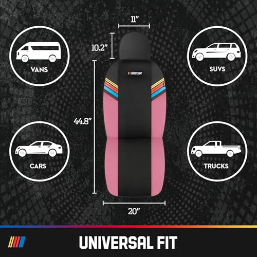 NASCAR Car Seat Covers, Pink Leather and Mesh Seat Covers, Universal Fit Front Seat Covers for Cars with Airbag-Compatible Design, Durable Racing-Inspired Car Interior for Cars, Trucks & SUVs - color: Pink