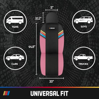 NASCAR Car Seat Covers, Pink Leather and Mesh Seat Covers, Universal Fit Front Seat Covers for Cars with Airbag-Compatible Design, Durable Racing-Inspired Car Interior for Cars, Trucks & SUVs - color: Pink