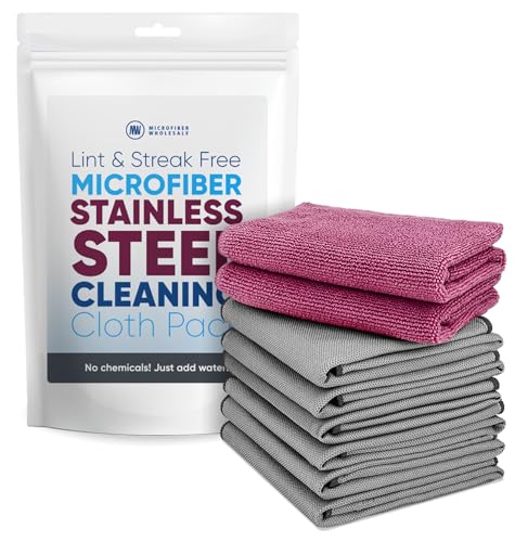 Claro Stainless Steel Cleaner Cloth 8-Pack – Microfiber Cleaning Cloths for Appliances, Sinks & Fridge | Lint-Free Streak-Free Stainless Reusable Alternative to Chemical Cleaners - style: Stainless Steel Cleaning Pack