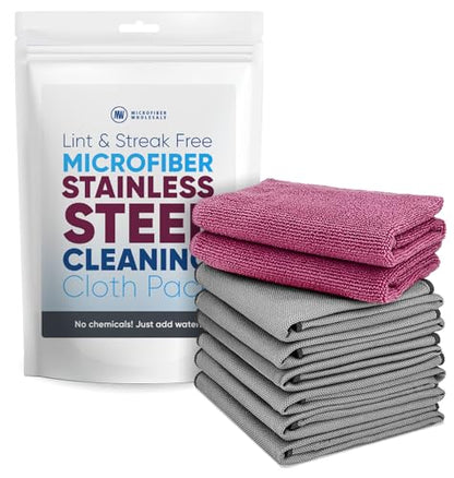Claro Stainless Steel Cleaner Cloth 8-Pack – Microfiber Cleaning Cloths for Appliances, Sinks & Fridge | Lint-Free Streak-Free Stainless Reusable Alternative to Chemical Cleaners - style: Stainless Steel Cleaning Pack