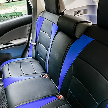 FH Group Ultra Comfort Highest Grade Faux Leather Full Set Cushion Pads Car Seat Covers for Front and Rear– Universal Fit for Cars Trucks & SUVs (Blue/Black) - color: Blue, style: Full Set