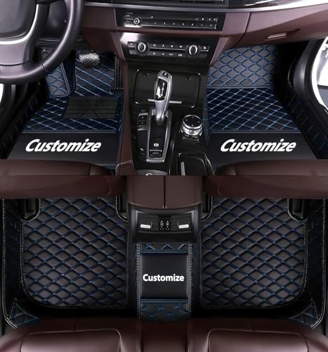 Custom Floor Mats for Cars,All-Weather car Floor MATS-Suitable for 99% of car Models,Luxury Full Coverage All Car Floor Mats,Anti-Slip Leather Car Mat Set (Black Color, Blue line) - color: Black color, blue line