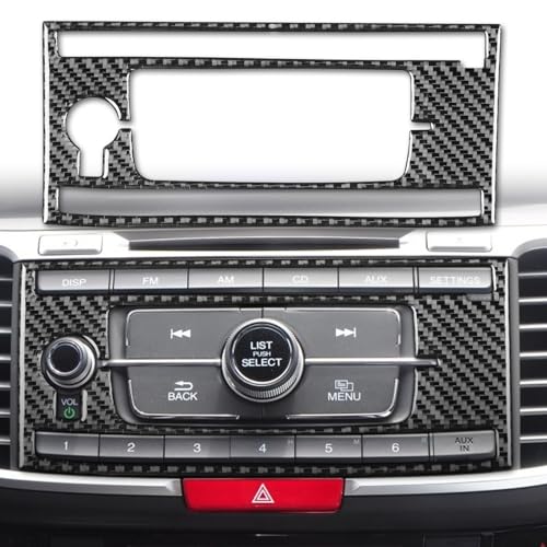 Carbon Fiber Decorative Stickers Car Central Control CD Radio Buttons Konb Media Panel Frame Car Interior Compatible with Honda Accord 2013 2014 2015 2016 2017 Accessories Type A - color: Black 14