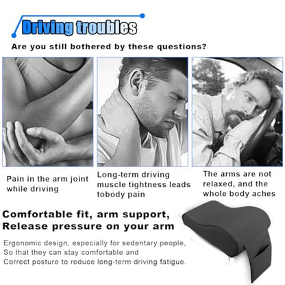 Car Armrest Cushion, Memory Foam Car Center Console Pillow Cushion with Phone Holder Storage Bag, Leather Arm Rest Pillow Cover, Universal Car Armrest Pad Accessories (Black) - color: Black