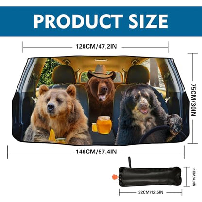 Funny Bear Car Windshield Sun Shade Umbrella Foldable Car Foldable Umbrella Sunshade for Front Window Block UV Rays Car Accessories Auto Windshield Sun Shades Cover - color: Funny Bear