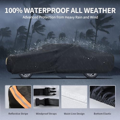 Chevy C10 Truck Cover Custom Fit 1973-1987 Crew Cab Long Bed(8') with Door Zipper, 10 Layers Outdoor Heavy Pickup Truck Cover Waterproof All Weather, Wind Dust Sun Protector. - size: C10 1973-1987 Crew Cab Long Bed(8')+Towel+Bag