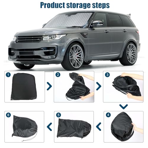 6 Layers Custom Fit Windshield Sun Shade for 2013-2022 Range Rover Sport L494, Foldable Car Sunshade with Storage Bag, Heat Reflective & UV Protection - size: 2013-2022 Range Rover Sport L494
