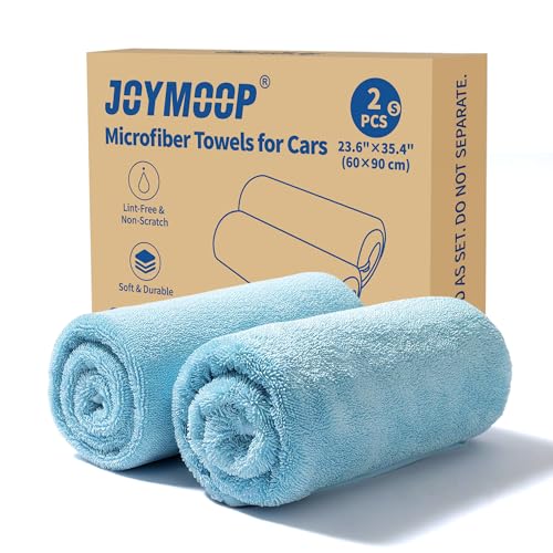 JOYMOOP Microfiber Towels for Cars, 2 Pack 35.4" x 23.6" Car Drying Towel, Blue Reusable Car Towel, Quick Drying Car Microfiber Cleaning Cloth for RVs, SUVs, Trucks - color: New Car Towels - Blue, size: 35.4"x23.6" - 2pcs
