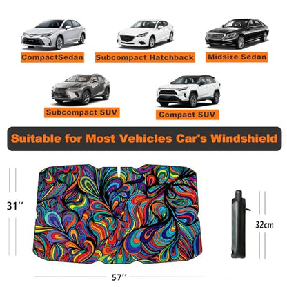 Windshield Sun Shade Umbrella for Car Foldable Umbrella Front Window Sunshade UV Block Windshield Shades for Sedan, SUV, Hatchbacks 57 * 31" (Abstract) - color: Abstract