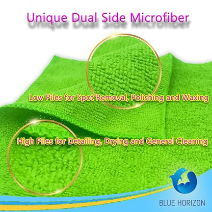 Blue Horizon Large Microfiber Cleaning Towels, 36-Pack Wash Cloths, Ultra Soft Plush Microfiber Cleaning Cloth, Products (Green, 16" X 16") - color: Green, size: 16" x 16"