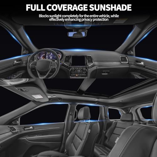 8 PCS Car Window Shades for Jeep Grand Cherokee 2011-2021 Accessories, UV Heat & Privacy Protection, Foldable Thickened Full Set Windshield Side Rear Window Sun Shade Covers for Camping Napping - size: for Jeep Grand Cherokee 2011-2021