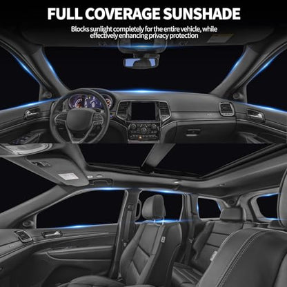 8 PCS Car Window Shades for Jeep Grand Cherokee 2011-2021 Accessories, UV Heat & Privacy Protection, Foldable Thickened Full Set Windshield Side Rear Window Sun Shade Covers for Camping Napping - size: for Jeep Grand Cherokee 2011-2021