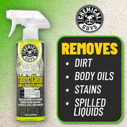 Chemical Guys Foaming Citrus Fabric Clean Carpet & Upholstery Cleaner - Car Carpet Cleaner Spray for Seats and Floor Mats, Removes Stains &Odors, Safe for Cars, Home and Office, 16 oz Citrus Scent - size: 16 Oz