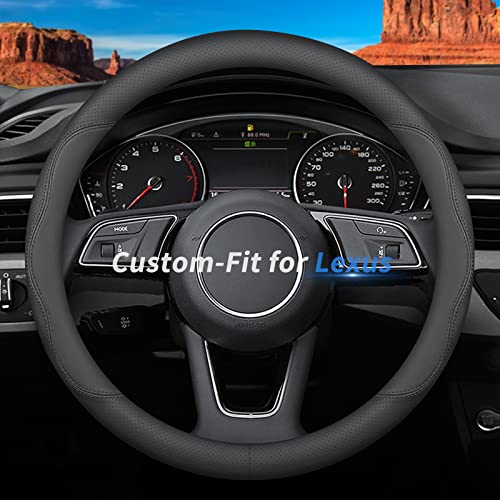 Deer Route Custom-Fit for Lexus Steering Wheel Cover, Premium Leather Car Steering Wheel Cover with Logo, Non-Slip, Breathable, for Lexus Accessories (B-Style,for Lexus) - color: B-Style, size: For Lexus
