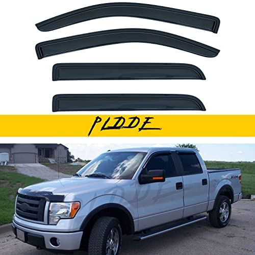 Window Visor Rain Guards Compatible with 2009-2014 Ford F-150 SuperCrew & Crew Cab Smoke Window Wind Deflector Vent Visors for Trucks Accessories Outside Mount Tape-On 4 Pieces 10 11 12 13 - size: for 2009-2014 Ford F-150 Crew Cab