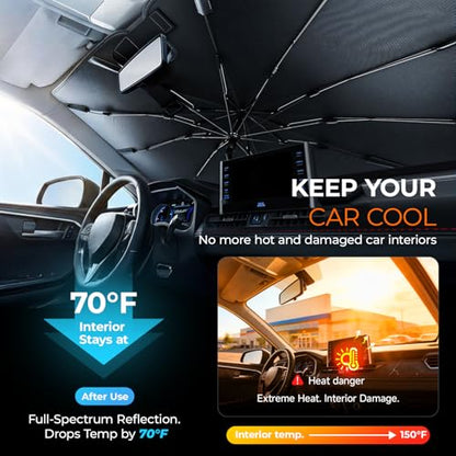 [2026 Upgraed] DooGooCoo Windshield Sun Shade Umbrella for Toyota Tacoma [100% Sunlight Blocked, Ice Crystal Cool] Sunshade for Car Windshield for Tacoma Sun Shade 2016-2026, Custom Fit for Tacoma. - size: For Toyota Tacoma 2016-2026