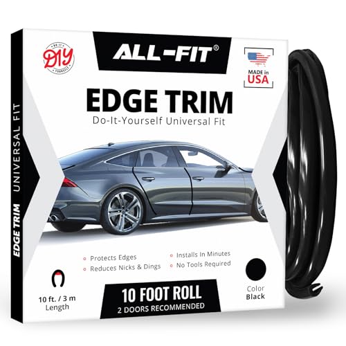 All-Fit Automotive Car Door Edge Protector – Universal DIY Edge Trim to Prevent Scratches & Dings – Flexible Adhesive Molding Trim for Cars, Trucks & SUVs (10 Ft - Black) - color: Black