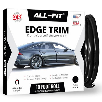 All-Fit Automotive Car Door Edge Protector – Universal DIY Edge Trim to Prevent Scratches & Dings – Flexible Adhesive Molding Trim for Cars, Trucks & SUVs (10 Ft - Black) - color: Black