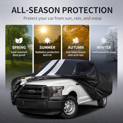 F-150 Truck Cover Custom Fit 1997-2026 Regular Cab Short/Long Bed(6.5'-8') with Door Zipper, 10 Layers Outdoor Heavy Pickup Truck Cover Waterproof All Weather, Wind Dust Sun Protector. - size: F-150 1997-2026 Regular Cab+Towel+Bag