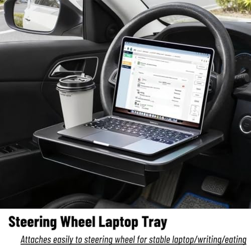 2 In 1 Steering Wheel Desk, Universal Steering Wheel Tray Table With Seat Gap Filler Organizer in Between Seat Organizer Car Food Tray For Laptop, Eating, Writing Work Road Trip