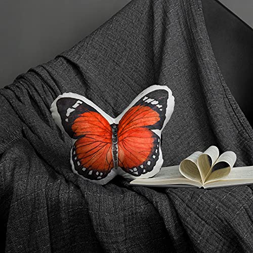 JWH 3D Butterfly Pillow Print Neck Cushion for Car Travel Plane Airplane Trip Headrest Long Flights Essentials Cute Head Rest Sleeping Napping Cushion with Elastic 8 x 12 Inch Orange - color: Z Neck Orange