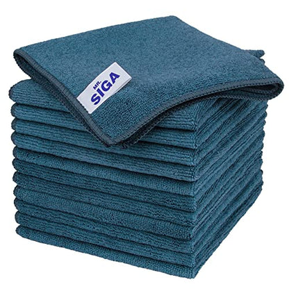MR.SIGA Microfiber Cleaning Cloth, All-Purpose Microfiber Towels, Streak Free Cleaning Rags, Pack of 12, Light Teal, Size 32 x 32 cm(12.6 x 12.6 inch) - color: Light Teal