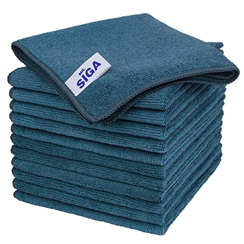 MR.SIGA Microfiber Cleaning Cloth, All-Purpose Microfiber Towels, Streak Free Cleaning Rags, Pack of 12, Light Teal, Size 32 x 32 cm(12.6 x 12.6 inch) - color: Light Teal