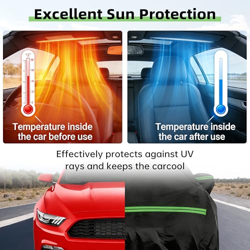 Car Cover for Ford Mustang 1994-2025, Custom Fit Waterproof All Weather Full Car Cover, Windproof Outdoor Cover with Driver-Side Zipper Door - size: for Ford Mustang