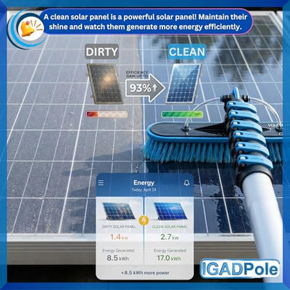 IGADPole 24 FT Washing Kit: Water-fed Brush with Soap Dispenser, Cobweb Dusters, with 6-Stage Telescoping Pole 5-24ft Pole/Window and Dusting Cleaning Kit - size: 24 ft Pole