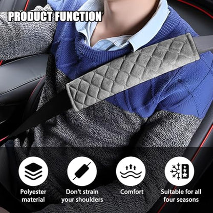 Car Seatbelt Cover, 2PCS Soft Velvet Vehicle Seat Belt Shoulder Strap Harness Pad for Comfortable Driving, Automotive Neck Chest Protection Cushion, Universal for Truck Sedan SUV (Grey) - color: Grey