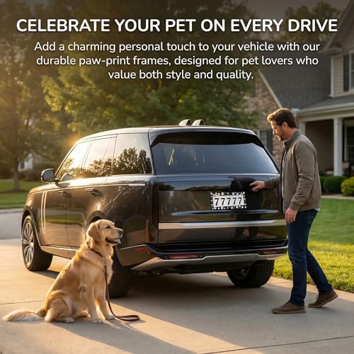 Paw Print License Plate Frame - Dog Paw Print License Plate Frame Love Paws Prints Steering Wheel Cover Funny Cars Decor Aluminum Plate Frames Anti-Slip Us Ca Vehicles - color: Dog paw2