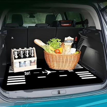 Universal Car Trunk Mat 29" x 39", Airplanes and Runways All Weather Trunk Protection Cargo Liner,Durable Cargo Mat Rear Trunk Liner, Stylish Vehicle Interior Accessories Suitable for Most Car Models - color: Airplanes and Runways