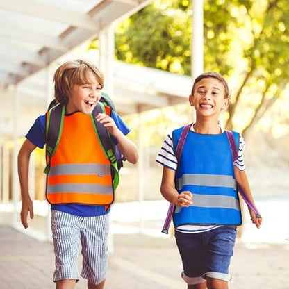 A-SAFETY kids High Vis Reflective construction Safety vest - color: Blue, size: 6-9Year