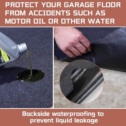 Garage Mats Oversize Garage Floor Paking Mat for Under Car, 8.8 x 22 Ft Non-Slip Gray Garage Flooring Carpets, Absorbent Oil Garage Parking Mat, Waterproof Mats - size: 8.8' x 22'