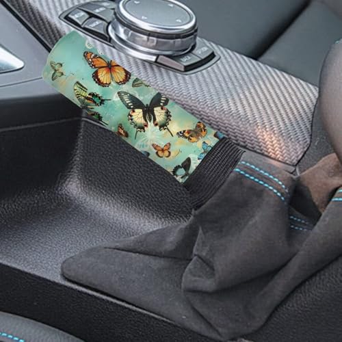 Jeiento Butterfly Cat Car Shift Knob Cover Handbreak Covers Anti Slip Dust Poor Gear Shifter Stick Protector Soft and Breathable Universal Fit SUV Trunk Vehicles - color: Butterfly
