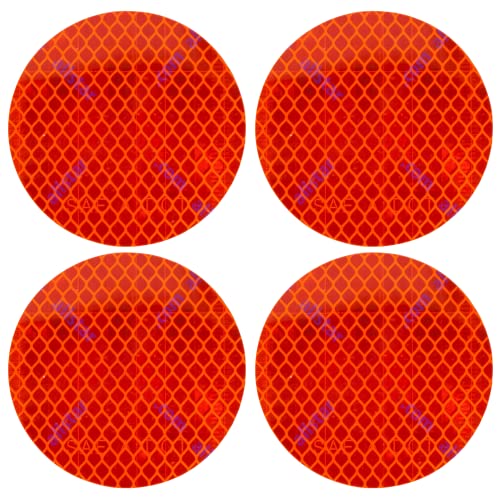 All Star Truck Parts 3" Inch Round DOT-SAE Amber/Red High Visibility Reflective Stick-On Prism Reflector Strong Weatherproof Trailer Camper RV Flatbed Fender Property Boat Marine (Amber, Qty 4) - color: Amber, size: Qty 4
