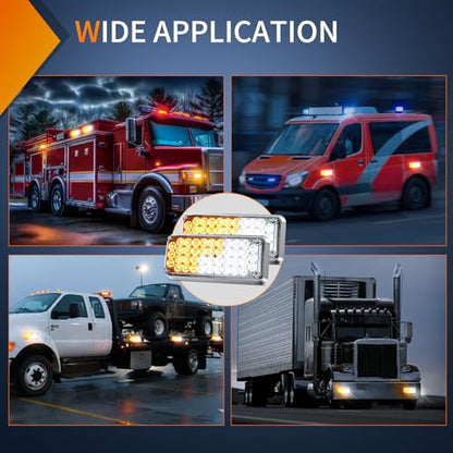 Nilight 2PCS 42LED Amber White Magnetic Strobe Lights Portable Warning Hazard Light Surface Mount Waterproof 5 Patterns for 12V 24V Cars Trucks Van Off Road Vehicles ATV - color: 42LED Amber White