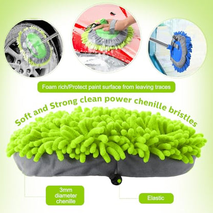 Layhit 5 Pcs Car Wash Mitt Set, Brush Not Included, Microfiber Mitt Cleaning Car Truck Washing Tools Kit RV Pickup Chenille Scratch Replacement (Royal Blue and Green) - color: Royal Blue and Green