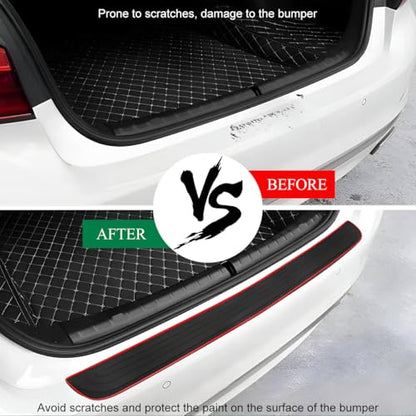 Car Rear Bumper Protector Guard, Anti-Scratch Auto Trunk Door Entry Protection Strip, Non-Slip Rubber Bumper Protective Cover Guard for Most Cars Trucks SUVs (Black & Red, 35") - color: Black & Red, 35"
