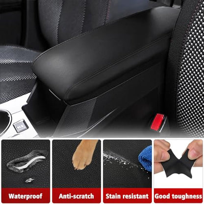 KBH Center Console Armrest Cover Replacement for GMC Terrain, Chevy Equinox 2010 2011 2012 2013 2014 2015 2016 2017, Vinyl Leather, Arm Rest Lid Upholstery, Anti-Scratch, Black - color: Black stitch